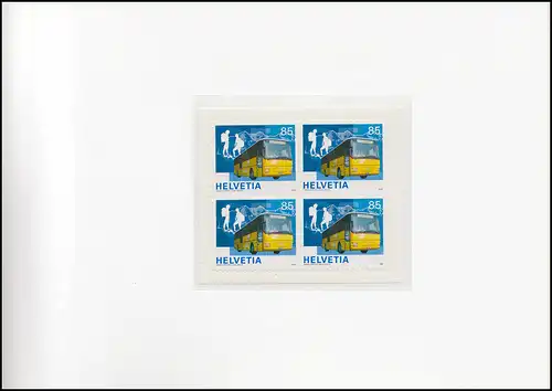 Schweiz PTT-Souvenir 100 Jahre Postautobusse 2006, Folienbogen-Viererblöcke **