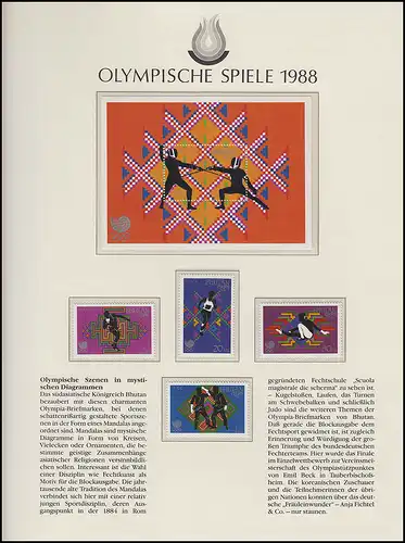 Jeux olympiques 1988 Séoul - Buthan, 1 bloc + ensemble, sports Athlètes **