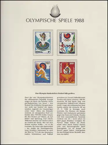 Jeux olympiques 1988 Séoul - Sénégal, 1 phrase, Hodori, frais de port **