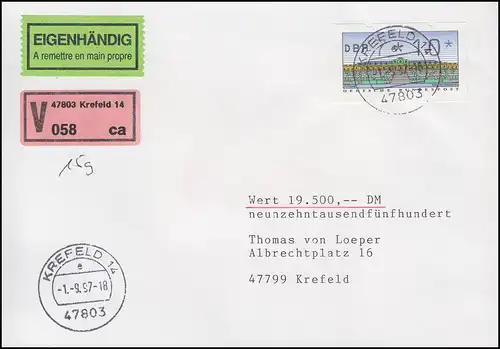 2.1. Erreur de valeur ATM DBP 7*10 porto-portoportuaire EF main propre KREFELD 1.9.97