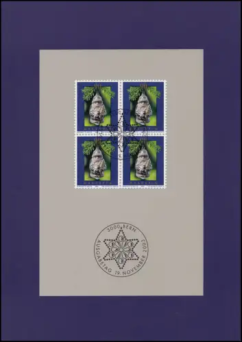 1858 Noël 2003 dans le Quadruple, carte de vœux PTT pour la fin de l'année