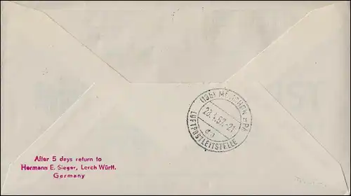 Vol d'ouverture Lufthansa Airpost Wien 101 / Munich 28.4.1957 Retour à Vienne