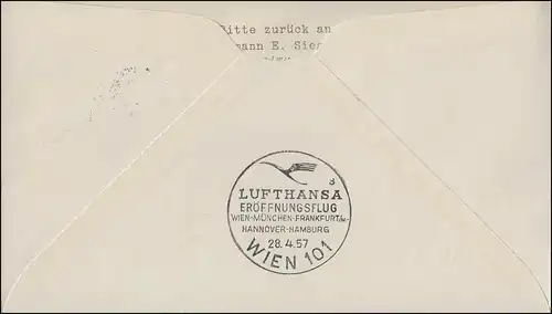 Vol d'ouverture Lufthansa Airpost Munich 28.4.1957 / Vienne 101 28 avril 57