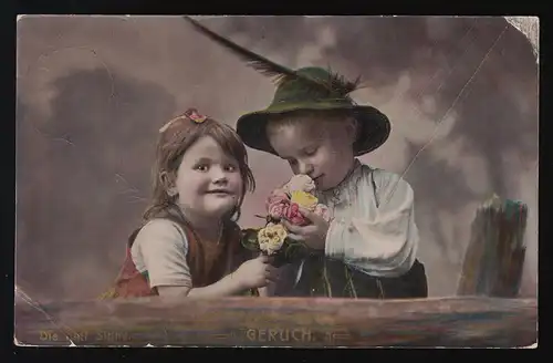 Photo AK Les cinq sens - GEUCH- Garçon + Filles Roses costumes, Wolfach 20.1.09