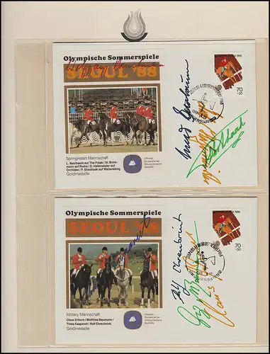 Jeux olympiques 1988 Séoul - Corée du Sud 2 lettres Médailles d'or + Autographes