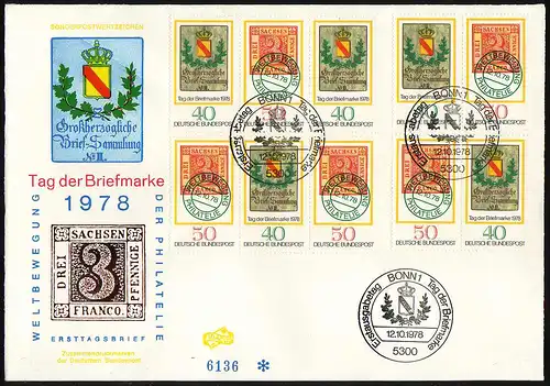 980-981 Jour du timbre 1978, 4 tirages, ensemble sur bijoux FDC