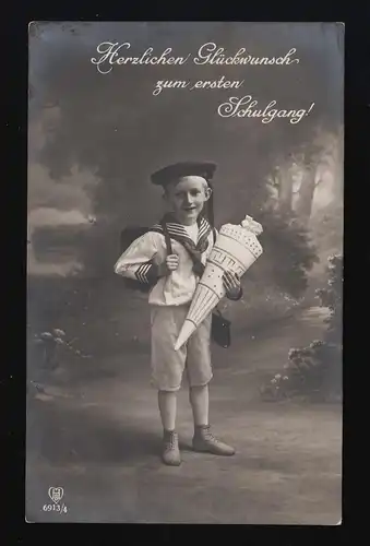 HB Foto AK 6913/4 Junge Matrosenanzug Schultüte 1. Schulgang, gelaufen 23.5.18