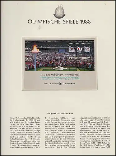 Jeux olympiques 1988 Séoul - Corée du Sud, bloc, commémoration d'ouverture **