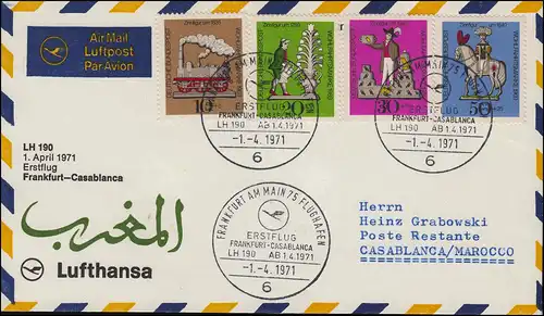 Premières liaisons aériennes Lufthansa Vol LH 190, Francfort Main/ Casablanca 1.4.1971