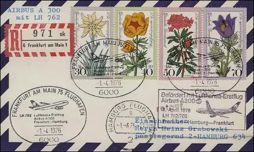 Premier vol Lufthansa LH 762 A 300 R- Post Frankfurt Main/ Hambourg 1.4.1976