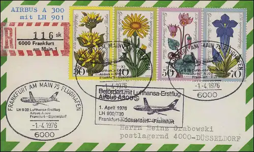 Premier vol Lufthansa LH 900 A 300 R-Post Frankfurt/ Düsseldorf 1.4.1976