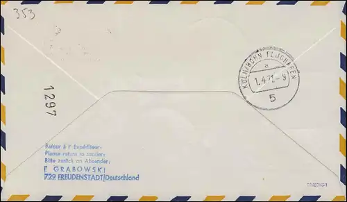 Premier vol Lufthansa LH 056 Passage Boeing 737 Nuremberg/ Cologne (Bonn) 1.4.1971