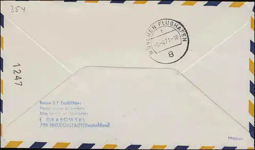 Premier vol Poste aérienne Lufthansa Numéro de vol modifié LH 975 Brême/München 1.4.1971