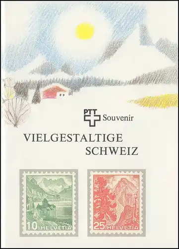 Schweiz PTT-Souvenir 4a Vielgestaltete Schweiz, Text deutsch, Marken ** 