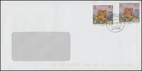 Plus lettre USo 6Y Bad Frankenhausen avec le correspondant 1978 sur FDC KREFELD 2.11.1998