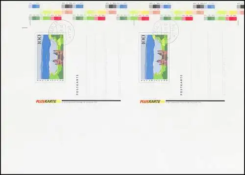 Pluskarte 60II ungeschnittenes senkrechtes Paar mit Farbskala, KREFELD 2.10.2000