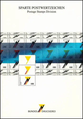 Mappe der Bundesdruckerei 1994 - enthält 8 Dokument-Blätter mit 23 Testdrucken