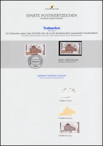 Dossier de l'imprimerie fédérale 1994: y compris 8 feuilles de document avec 23 impressions de test