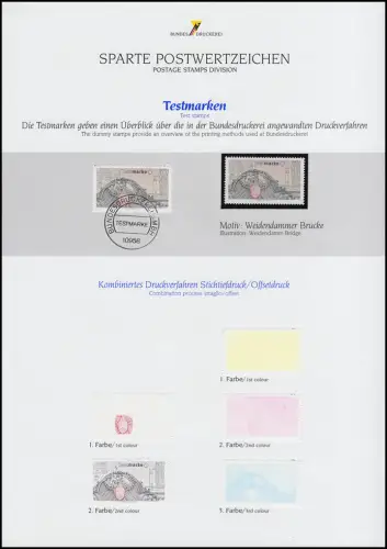 Dossier de l'imprimerie fédérale 1994: y compris 8 feuilles de document avec 23 impressions de test