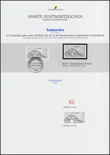 Dossier de l'imprimerie fédérale 1994: y compris 8 feuilles de document avec 23 impressions de test