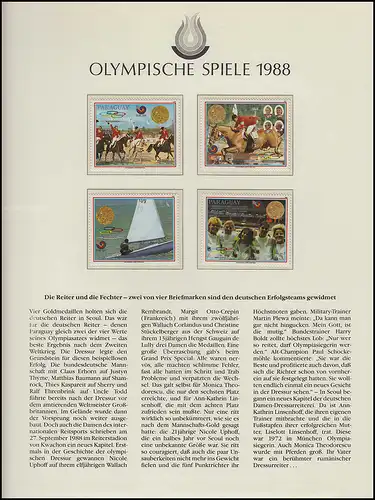 Olympische Spiele 1988 Seoul - Paraguay 1 Satz Reiten Military Segeln Fechten **