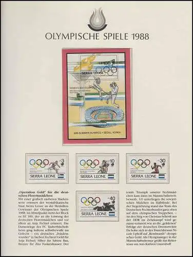 Olympische Spiele 1988 Seoul - Sierra Leone, 1 Block + Satz, Sport Athleten **