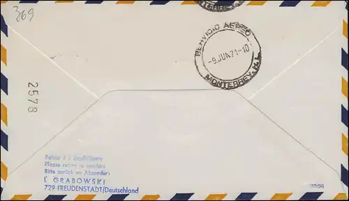 Premier vol Lufthansa LH 484 Frankfurt Main /Monterrey cacheté 1.6./ 9.6.1971