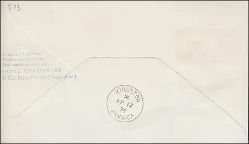 Premier vol DC10 LH 492 Lufthansa R-Lettre Francfort/Kingston 8.4./12/4.76