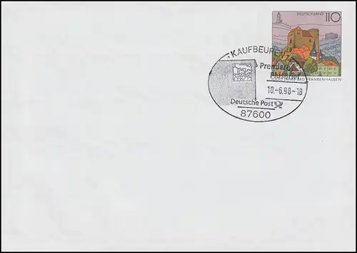 USo 1 Bad Frankenhausen: FDC mit ESSt KAUFBEUREN 10.6.1998