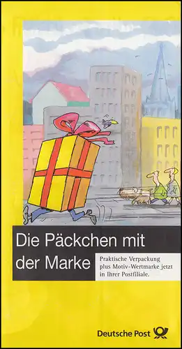 Päckchenadresszettel PZ 6/02 Grüße DEUTSCHLAND, Ersttagsstempel KREFELD 1.10.98