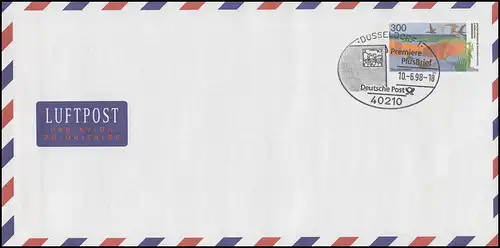 Plusbrief USo 3 Boddenlandschaft: FDC mit ESSt DÜSSELDORF 10.6.1998