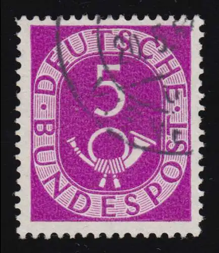 125II Posthorn 5 Pf. mit PLF II oberste Schraffe im S fehlt, gestempelt