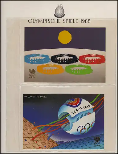 Olympische Spiele 1988 Seoul - Südkorea 4 Ganzsache Tradition + Moderne 17.9.88