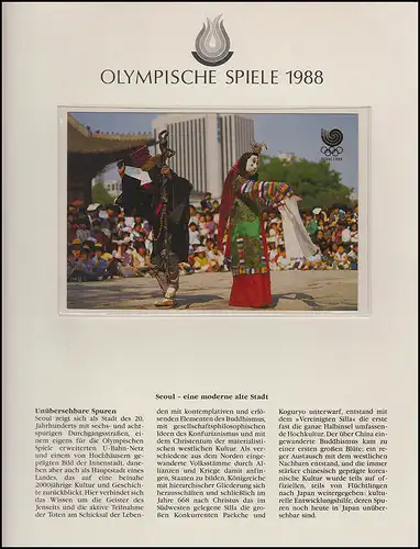 Olympische Spiele 1988 Seoul - Südkorea 4 Ganzsache Tradition + Moderne 17.9.88