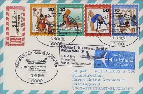 Premier vol Airbus A300 LH 940 Lufthansa R-Carte postale Francfort / Stuttgart 3.5.1976