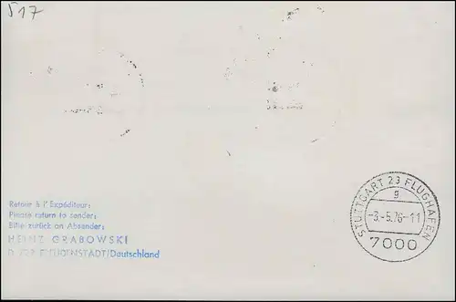 Premier vol Airbus A300 LH 940 Lufthansa R-Carte postale Francfort / Stuttgart 3.5.1976