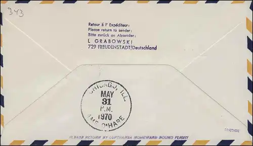 Premier vol Lufthansa LH 430 Boeing 747 Airmail Francfort/ Main - Chicago 31.5.1970