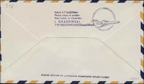 Eröffnungsflug R-Brief Sonderpostamt Lufthansa LH 198 Frankfurt / Sofia 2.4.70