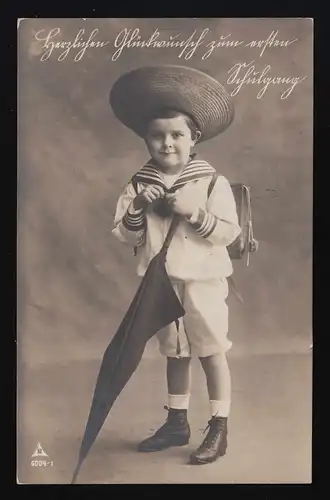 Photo AK PH 6004-1, Jeune marin costumes de paille chapeau Ranzen, Berlin 7.10.110