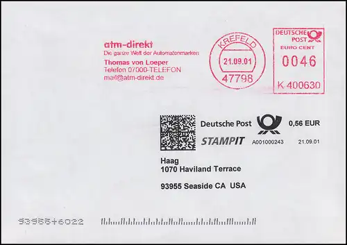 Automatisation postale: STAMIT (Frankature PC) avec AFS atm direct KREFELD 21.9.2001