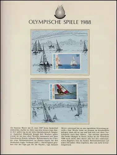 Olympia 1988 Séoul - Côte d'Ivoire, 2 blocs, non-denté, voile et surf, **