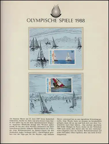 Olympia 1988 Seoul - Elfenbeinküste, 2 Blöcke, ungezähnt, Segeln und Surfen, **