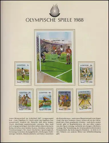 Olympia 1988 Seoul - Lesotho, Block + Satz, Fußball, Tennis, Judo, Boxen **