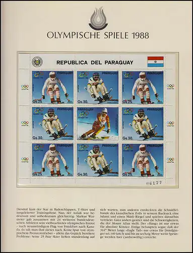 Olympia 1988 Calgary - Paraguay, Kleinbogen Abfahrt, Slalom, Wasmeier, Julen **