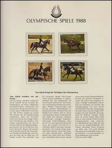 Olympia 1988 Seoul - Paraguay, 1 Satz Reiten, Dressur, postfrisch **