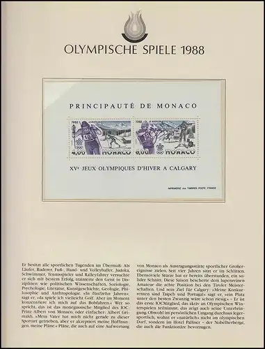 Olympia 1988 Calgary - Principauté de Monaco, Bloc, Biathlon Tir de fond **
