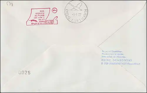 Lufthansa Premier vol R-Lettre Boeing 737 LH 022 Francfort-sur-le-Main/Oslo 1.4.1977