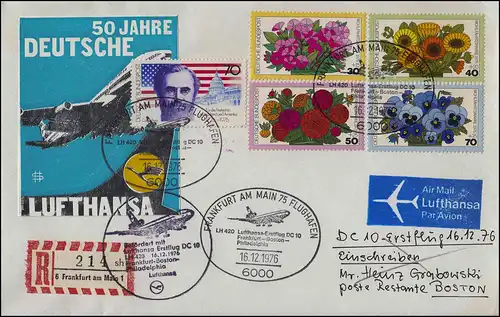 Lufthansa Premier vol R-Lettre DC 10 LH 420 Frankfurt Main / Boston 16.+ 17.12.1976