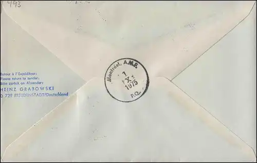 Lufthansa Premier vol R-Lettre DC 10 LH 444 Frankfurt Main/ Montréal 1.10.1975