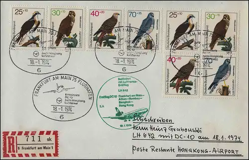 Lufthansa Premier vol R-Lettre DC 10 LH 642 Francfort-sur-le-Main 18.1.74/ Hong Kong